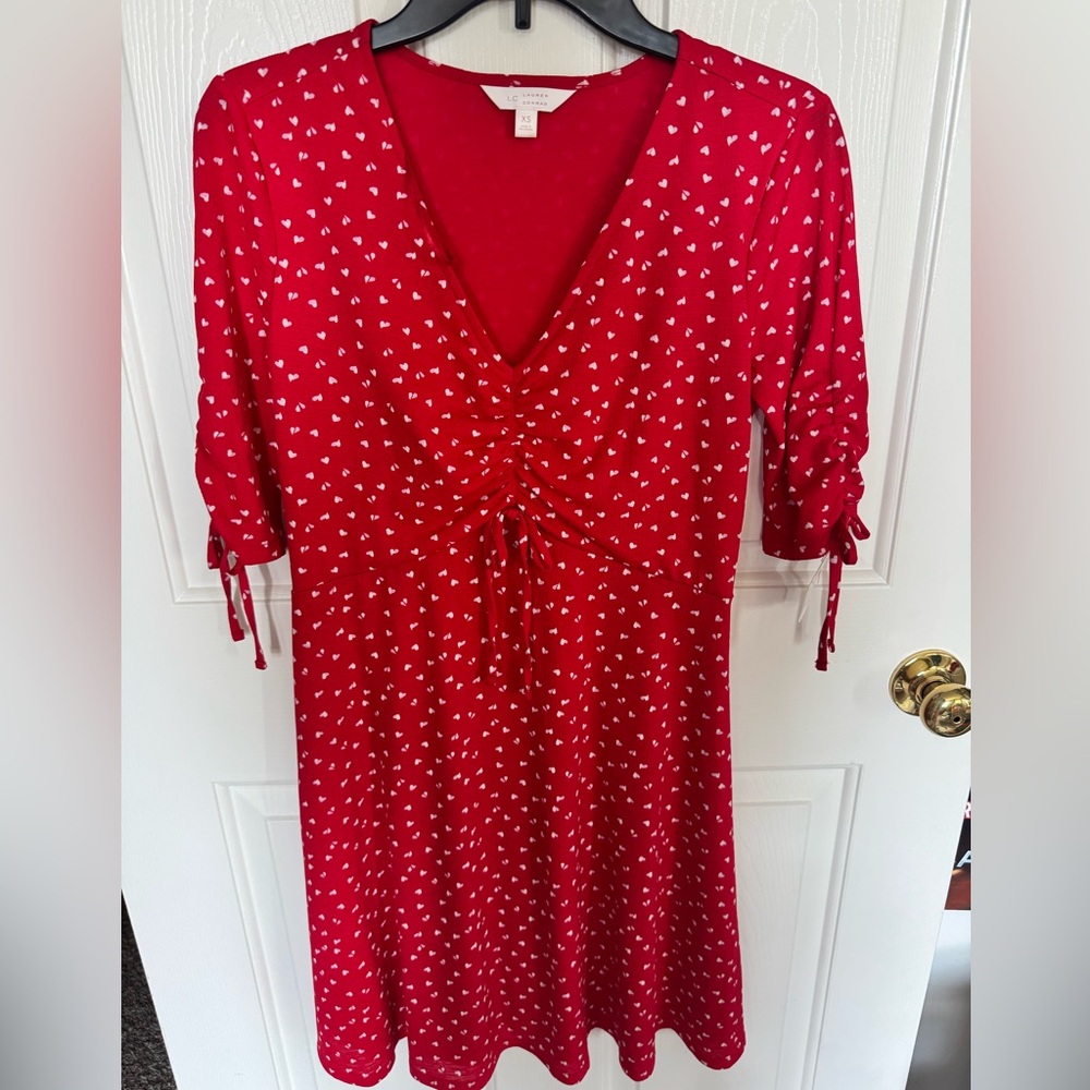 LC Red Puff Sleeve V-Neck Sundress